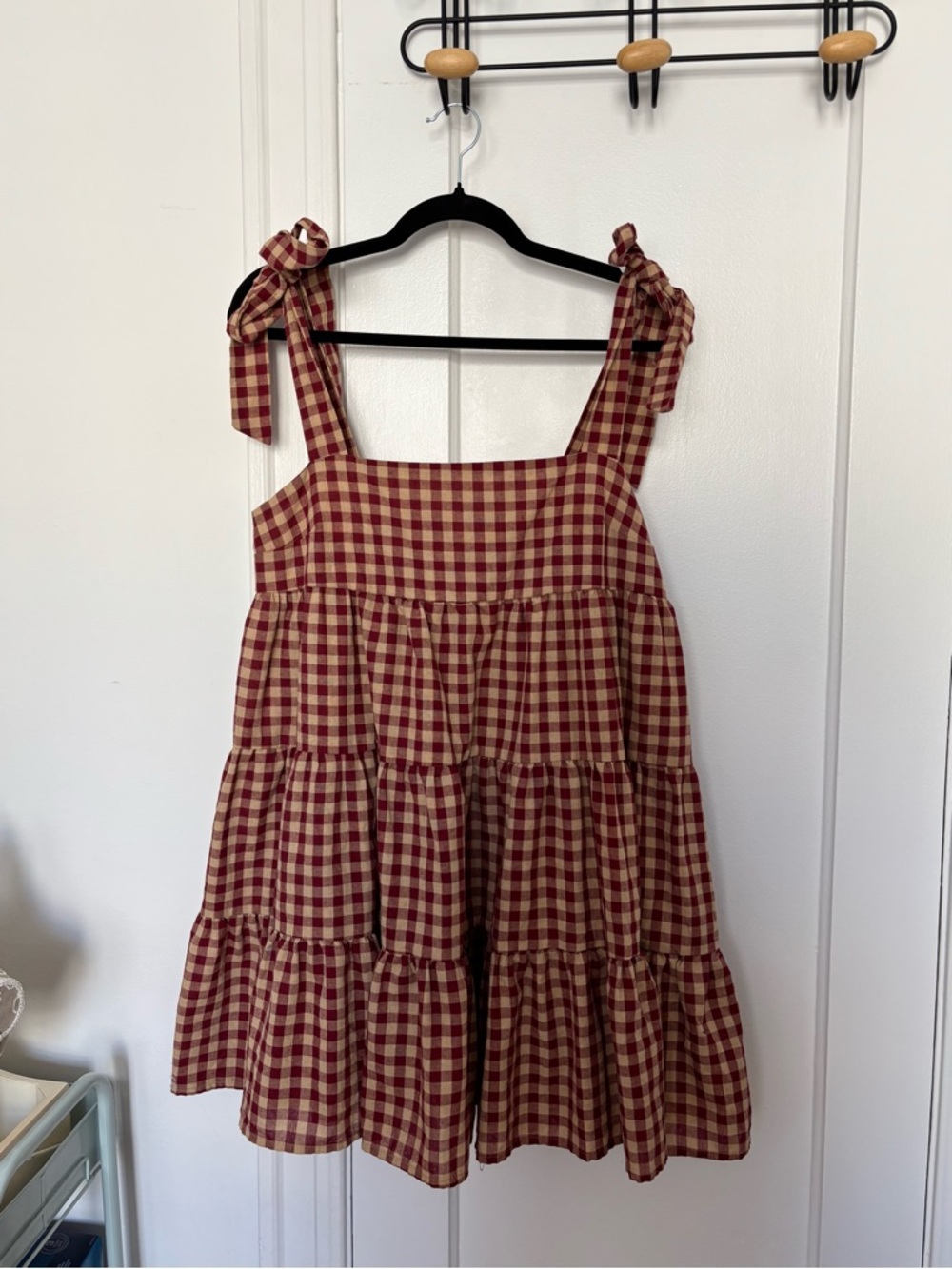 Cider Gingham Tie-Shoulder Mini Dress | Size L